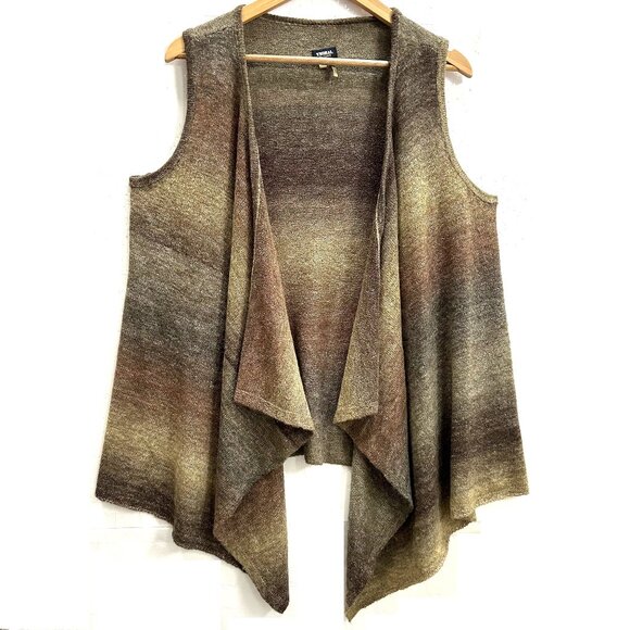 TRIBAL DeNIME Sleeveless Open Boho Cascade Cardigan Sweater Vest - Picture 1 of 8